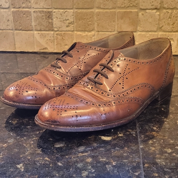 Men\'s Bally Delio Ornate Cognac Brown Oxford Dress Shoe Size 8.5